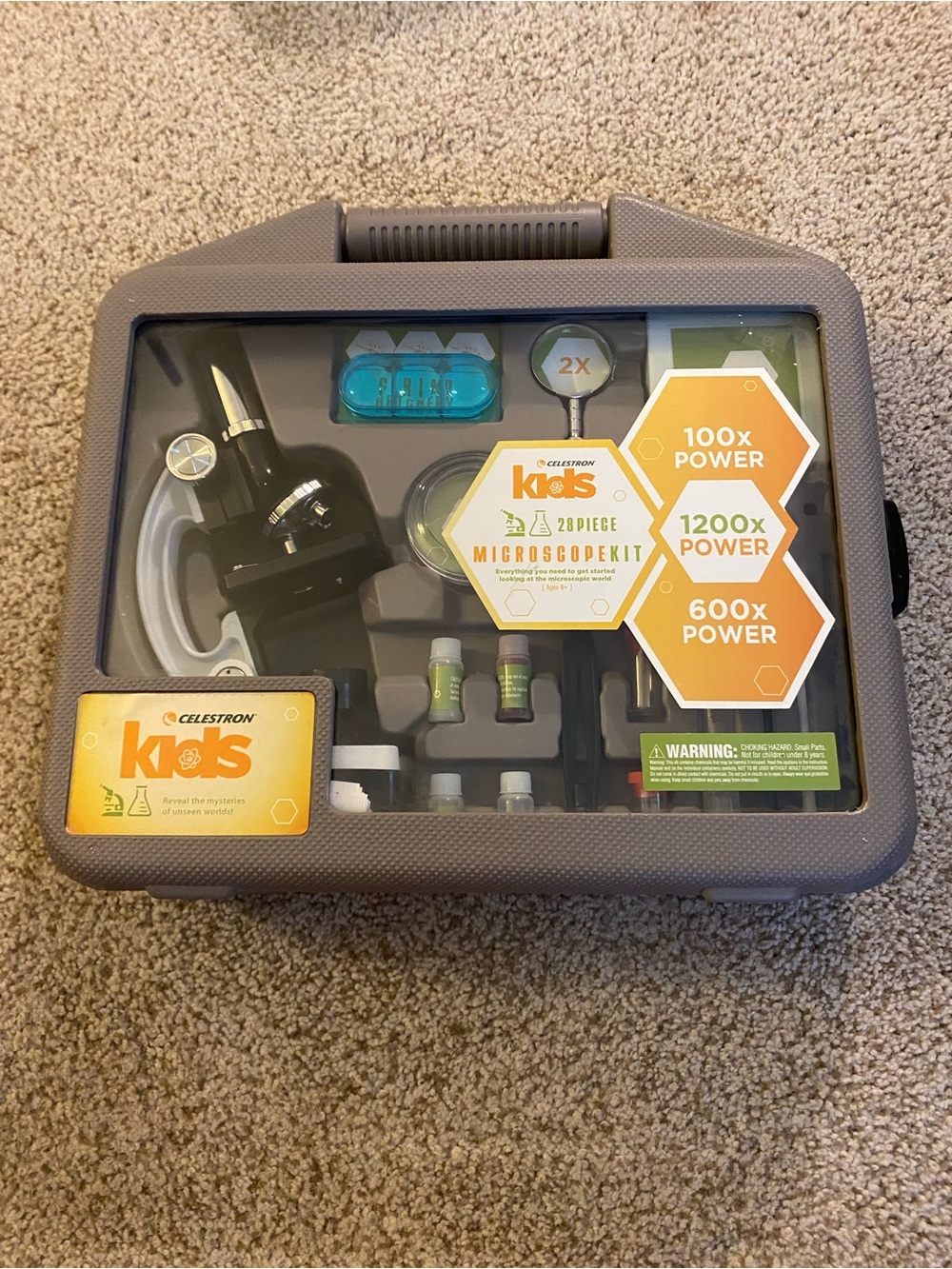 Kids 28-Piece Microscope Kit - Gray/Black